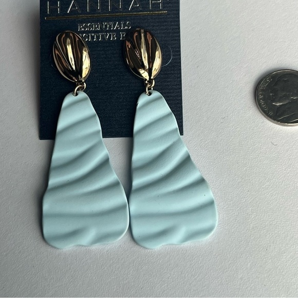 NEW Hannah Clay Poly Drop Earrings Teal and Gold - Picture 5 of 6